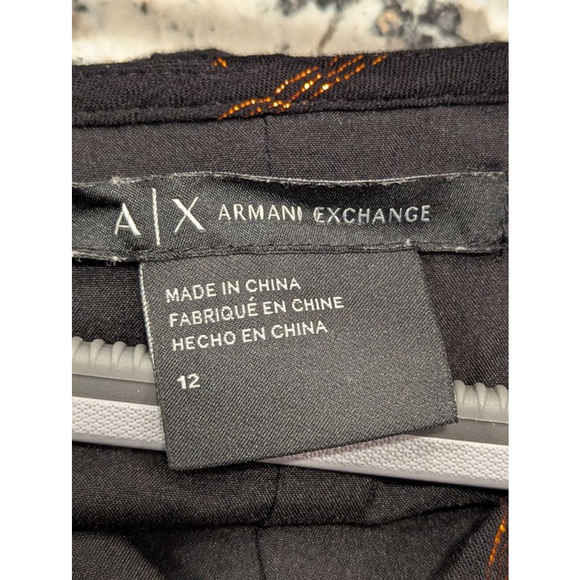 Women's Armani Exchange Black & Orange Striped Short Sleeve Dress Size 12 - Picture 8 of 9